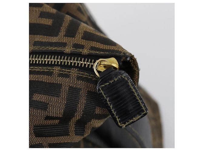 Borsa Boston in tela Zucca FENDI nera e marrone Auth bs30091 Nero - vista 21