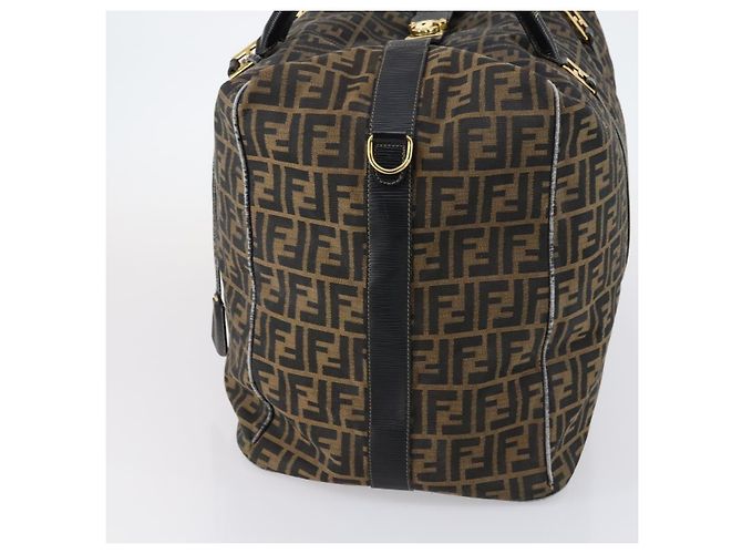Borsa Boston in tela Zucca FENDI nera e marrone Auth bs30091 Nero - vista 3