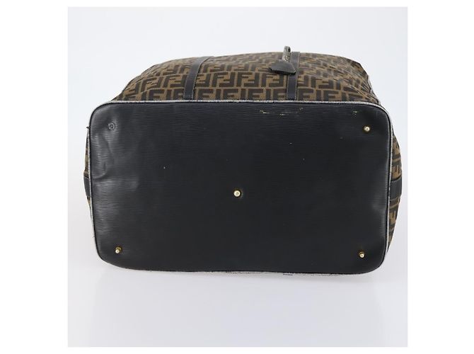 Borsa Boston in tela Zucca FENDI nera e marrone Auth bs30091 Nero - vista 5
