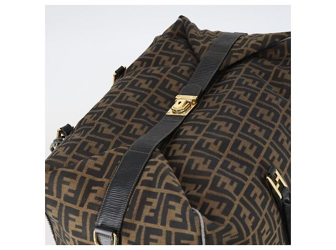 Borsa Boston in tela Zucca FENDI nera e marrone Auth bs30091 Nero - vista 6