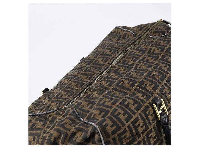 Borsa Boston in tela Zucca FENDI nera e marrone Auth bs30091 Nero - vista 9