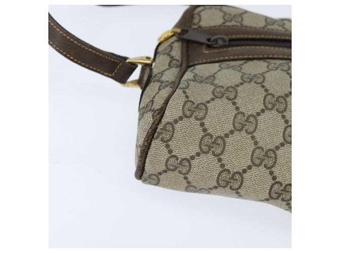 Borsa a Spalla Gucci GG Supreme Web Sherry Line PVC Beige Oro 010 378 Auth 148938 D'oro - vista 10