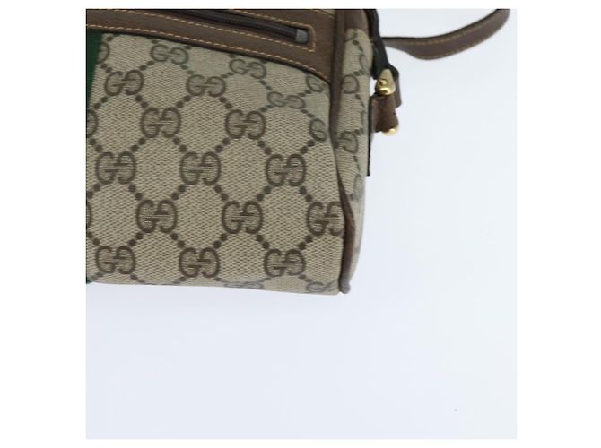 Borsa a Spalla Gucci GG Supreme Web Sherry Line PVC Beige Oro 010 378 Auth 148938 D'oro - vista 11