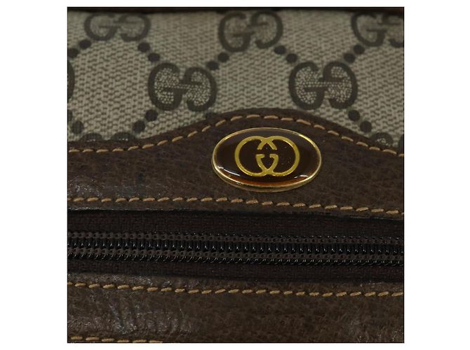 Borsa a Spalla Gucci GG Supreme Web Sherry Line PVC Beige Oro 010 378 Auth 148938 D'oro - vista 14