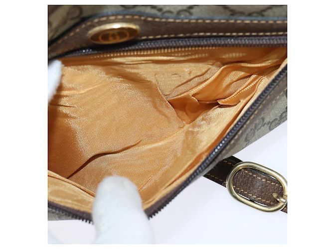 Borsa a Spalla Gucci GG Supreme Web Sherry Line PVC Beige Oro 010 378 Auth 148938 D'oro - vista 19