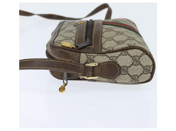 Borsa a Spalla Gucci GG Supreme Web Sherry Line PVC Beige Oro 010 378 Auth 148938 D'oro - vista 4