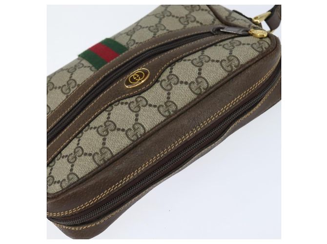 Borsa a Spalla Gucci GG Supreme Web Sherry Line PVC Beige Oro 010 378 Auth 148938 D'oro - vista 6