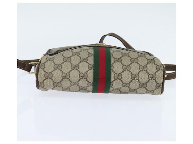 Borsa a Spalla Gucci GG Supreme Web Sherry Line PVC Beige Oro 010 378 Auth 148938 D'oro - vista 9