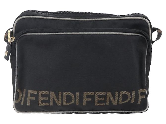 Borsa a Spalla FENDI Nylon Nero Oro Auth gh1158 D'oro - vista 13