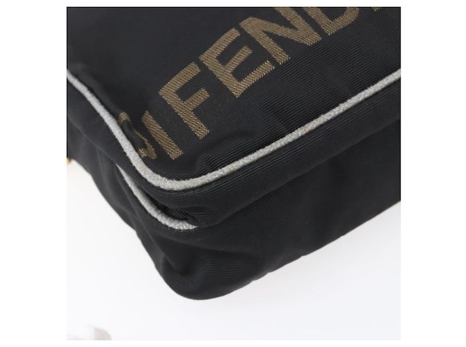 Borsa a Spalla FENDI Nylon Nero Oro Auth gh1158 D'oro - vista 16
