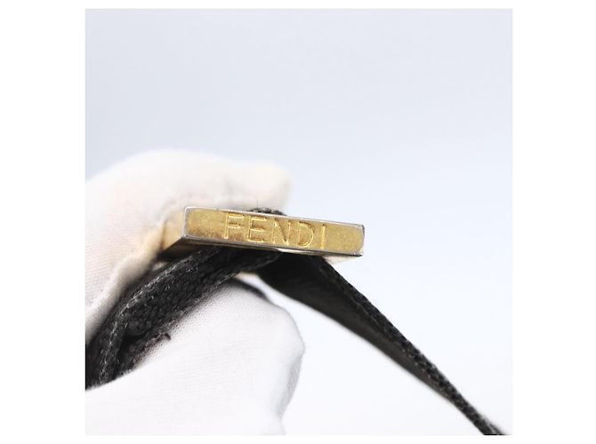 Borsa a Spalla FENDI Nylon Nero Oro Auth gh1158 D'oro - vista 9