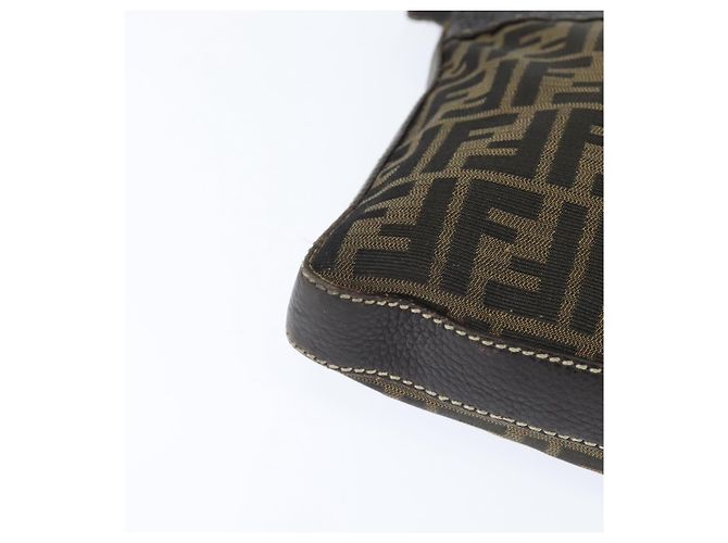 Borsa a Spalla Celeria in Tela Zucca FENDI Nera Marrone Auth 150078 Nero - vista 14