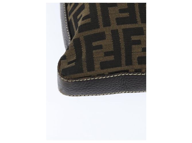 Borsa a Spalla Celeria in Tela Zucca FENDI Nera Marrone Auth 150078 Nero - vista 16
