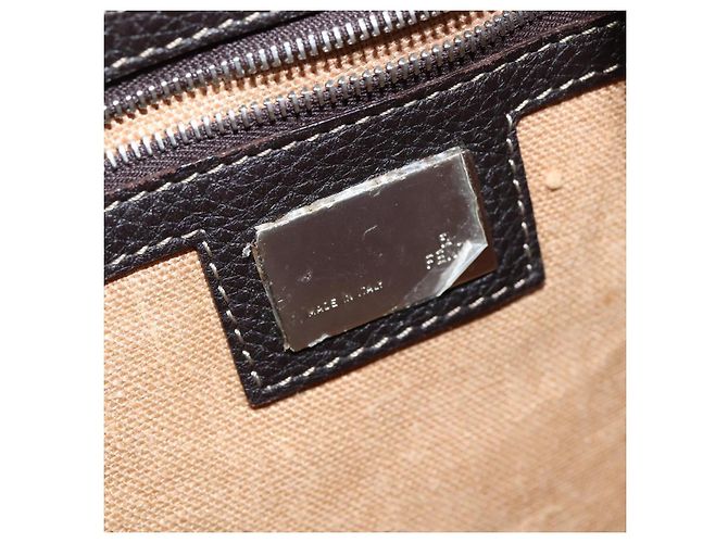 Borsa a Spalla Celeria in Tela Zucca FENDI Nera Marrone Auth 150078 Nero - vista 17