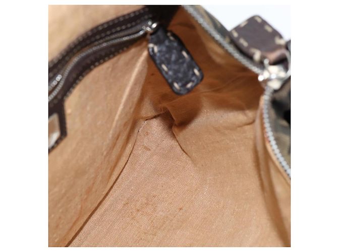Borsa a Spalla Celeria in Tela Zucca FENDI Nera Marrone Auth 150078 Nero - vista 18