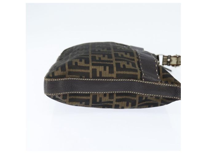 Borsa a Spalla Celeria in Tela Zucca FENDI Nera Marrone Auth 150078 Nero - vista 4