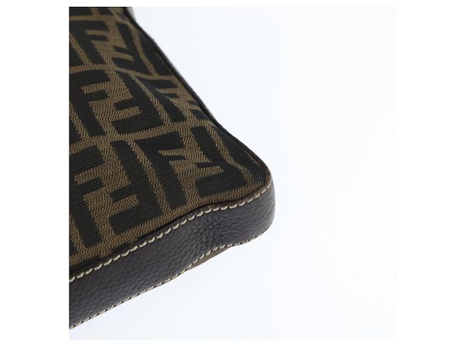 Borsa a Spalla Celeria in Tela Zucca FENDI Nera Marrone Auth 150078 Nero - vista 9