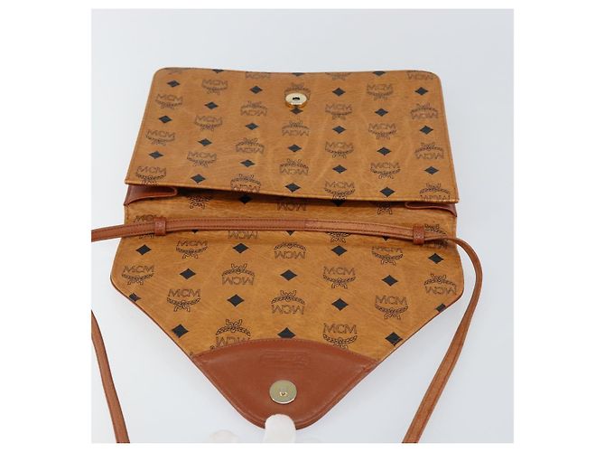 Borsa a Spalla MCM Logogram Vicetos in Pelle PVC Marrone Oro Auth gh1073 D'oro - vista 10