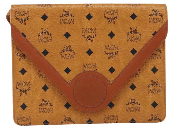 Borsa a Spalla MCM Logogram Vicetos in Pelle PVC Marrone Oro Auth gh1073 D'oro - vista 13
