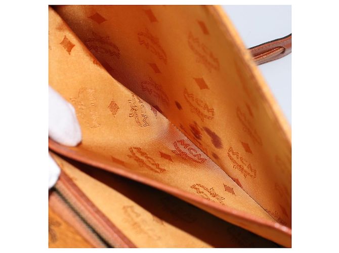 Borsa a Spalla MCM Logogram Vicetos in Pelle PVC Marrone Oro Auth gh1073 D'oro - vista 20
