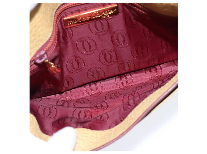 Cartier Borsa a Spalla in Pelle Beige Oro Auth BA7353 D'oro - vista 12