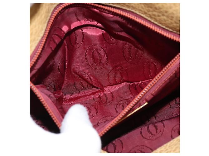 Cartier Borsa a Spalla in Pelle Beige Oro Auth BA7353 D'oro - vista 20