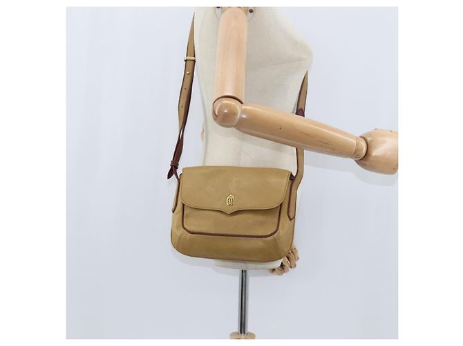 Cartier Borsa a Spalla in Pelle Beige Oro Auth BA7353 D'oro - vista 21