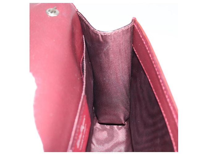 Borsa a Spalla Vala Chain Salvatore Ferragamo Smalto Rosso Argento Auth gh1177 - vista 18