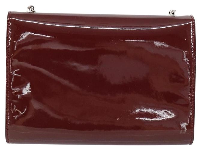 Borsa a Spalla Vala Chain Salvatore Ferragamo Smalto Rosso Argento Auth gh1177 - vista 2