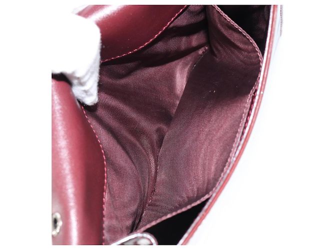 Borsa a Spalla Vala Chain Salvatore Ferragamo Smalto Rosso Argento Auth gh1177 - vista 20