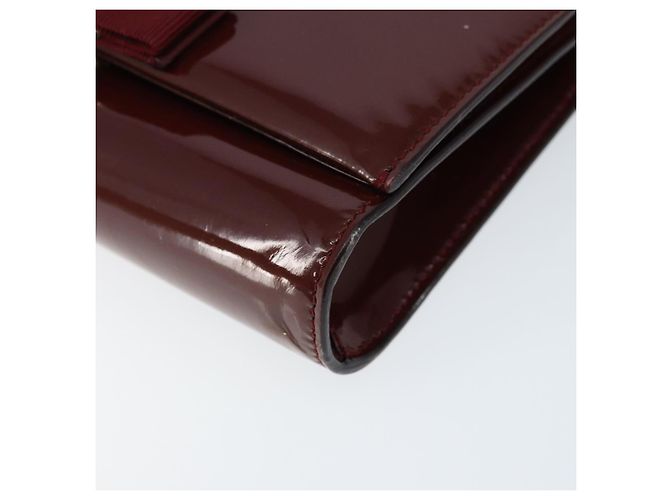 Borsa a Spalla Vala Chain Salvatore Ferragamo Smalto Rosso Argento Auth gh1177 - vista 9