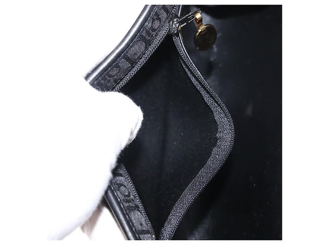 Borsa a spalla in tela Trotter Christian Dior nera e oro Auth gh1096 Nero D'oro - vista 12