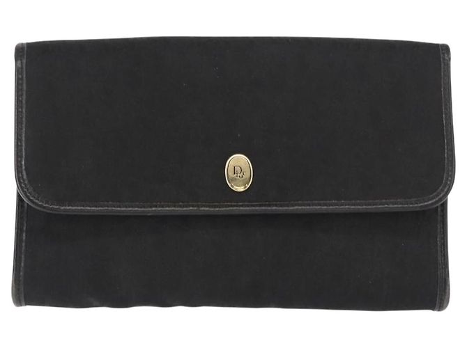 Borsa a spalla in tela Trotter Christian Dior nera e oro Auth gh1096 Nero D'oro - vista 13