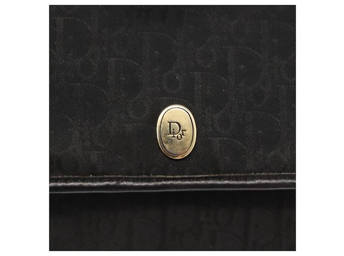 Borsa a spalla in tela Trotter Christian Dior nera e oro Auth gh1096 Nero D'oro - vista 17