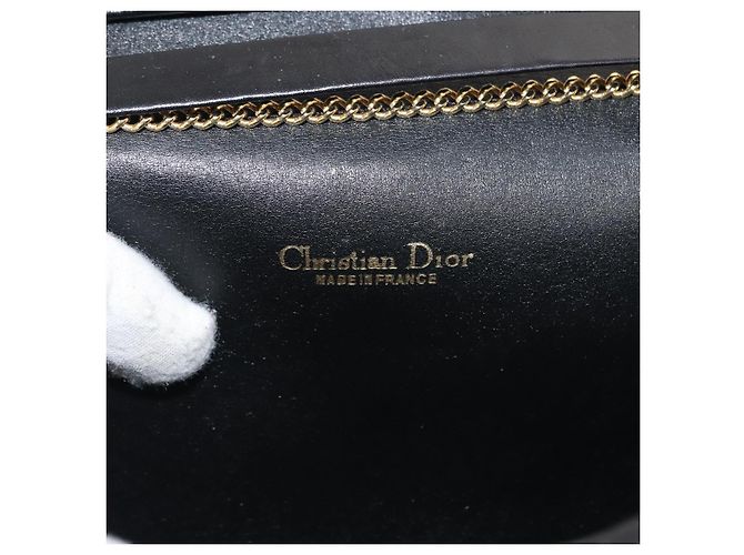 Borsa a spalla in tela Trotter Christian Dior nera e oro Auth gh1096 Nero D'oro - vista 18