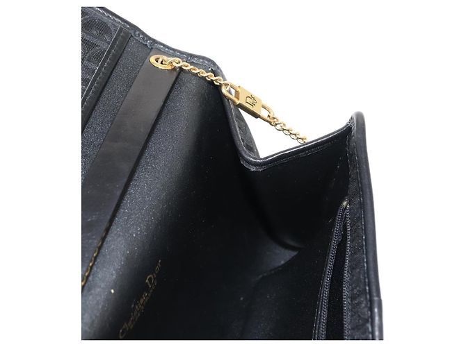 Borsa a spalla in tela Trotter Christian Dior nera e oro Auth gh1096 Nero D'oro - vista 19