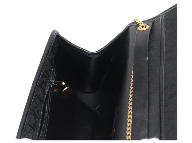 Borsa a spalla in tela Trotter Christian Dior nera e oro Auth gh1096 Nero D'oro - vista 20