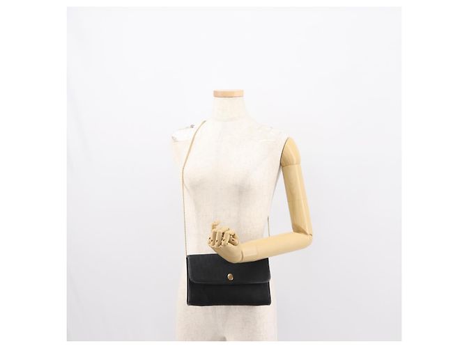 Borsa a spalla in tela Trotter Christian Dior nera e oro Auth gh1096 Nero D'oro - vista 21