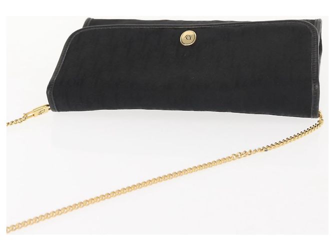 Borsa a spalla in tela Trotter Christian Dior nera e oro Auth gh1096 Nero D'oro - vista 6
