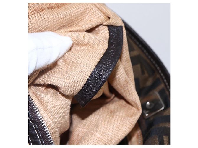FENDI Zucca Canvas Celeria Tote Bag Schwarz Braun Silber Authentisch am9502 - Ansicht 12