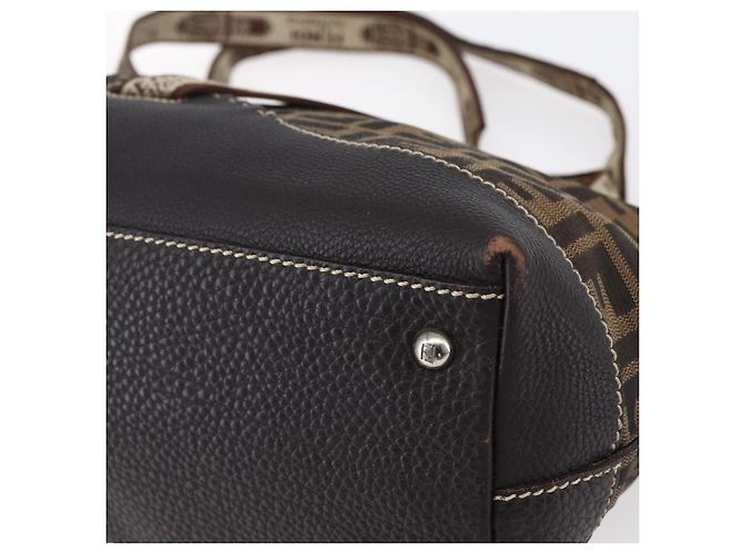 FENDI Zucca Canvas Celeria Tote Bag Schwarz Braun Silber Authentisch am9502 - Ansicht 16