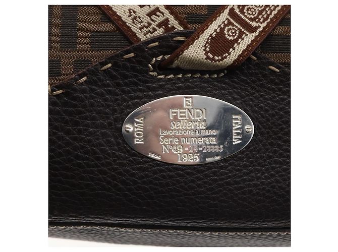 FENDI Zucca Canvas Celeria Tote Bag Schwarz Braun Silber Authentisch am9502 - Ansicht 18