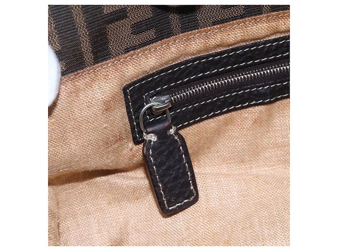FENDI Zucca Canvas Celeria Tote Bag Schwarz Braun Silber Authentisch am9502 - Ansicht 20