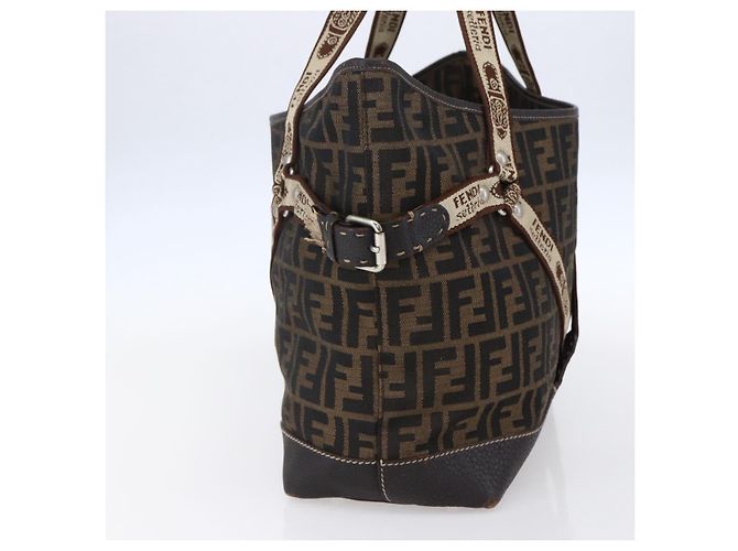 FENDI Zucca Canvas Celeria Tote Bag Schwarz Braun Silber Authentisch am9502 - Ansicht 3