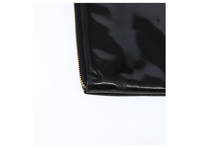 CHANEL Pasta de couro envernizado Preto Ouro CC Auth bs30475 Dourado - vista 15