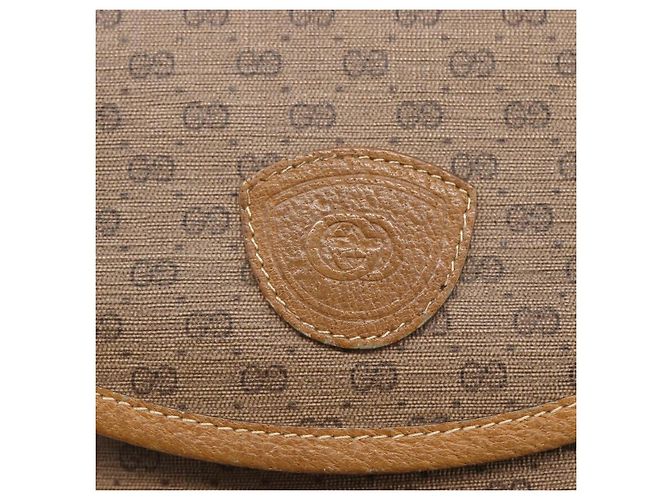 Gucci Borsa a Spalla Micro GG Supreme PVC Beige Oro Auth BA7246 D'oro - vista 18