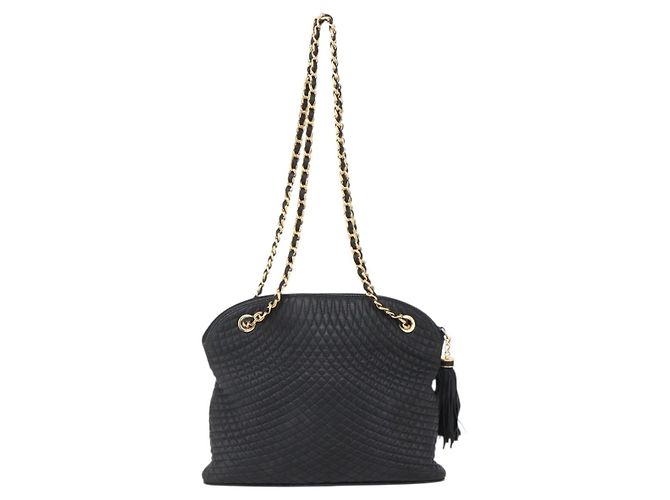 BALLY Borsa a Spalla a Catena in Pelle Nera Auth bs30460 Nero - vista 2