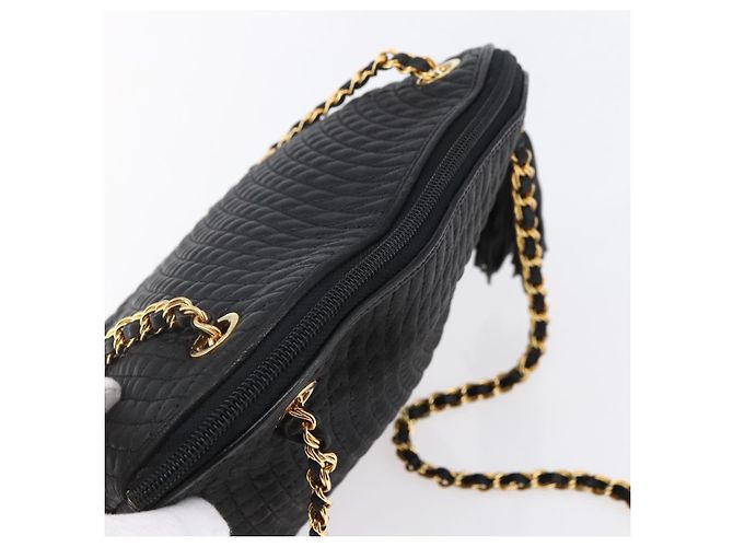 BALLY Borsa a Spalla a Catena in Pelle Nera Auth bs30460 Nero - vista 6