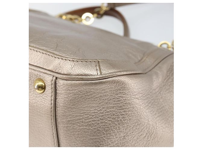 Borsa a mano Gancini in pelle Salvatore Ferragamo oro argento Auth 149193 D'oro - vista 15