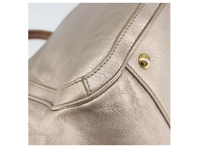 Borsa a mano Gancini in pelle Salvatore Ferragamo oro argento Auth 149193 D'oro - vista 16